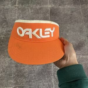 Men's Oakley Hydrolix Orange White Spell Out Logo Adjustable Visor Golf Hat Cap